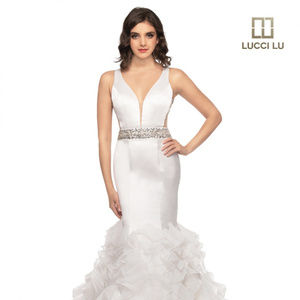 PROM mermaid style ivory dress is on sale